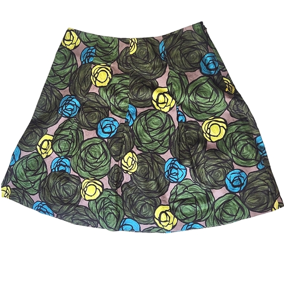 THEORY "Ridiana" Green Floral Print Flare Skirt - Size 8 - Picture 2 of 8